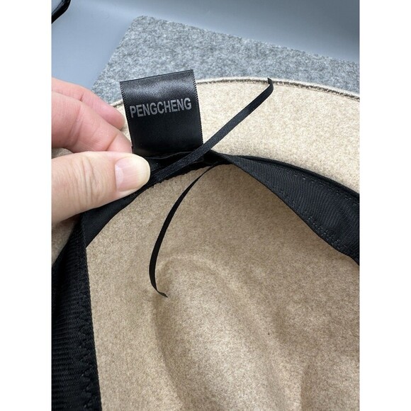 Pengcheng Womens Fedora Trilby Hat Camel Wool Blend Buckle Band Boho One Size - Picture 6 of 9